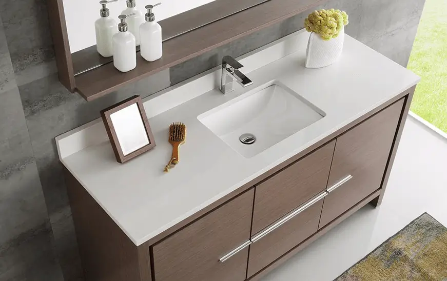 Allier 60 Gray Oak Modern Single White Sink Bathroom Vanity with Mirror