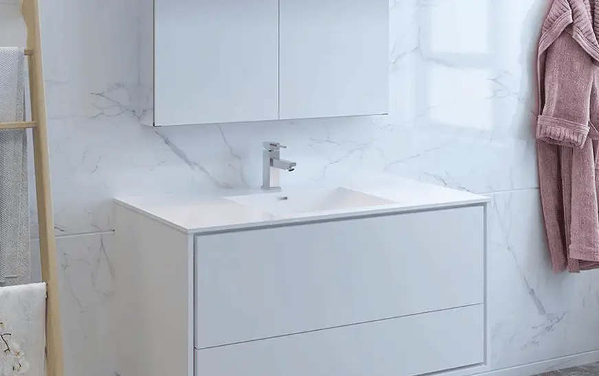 White Modern Bathroom Vanity with Integrated White Sink